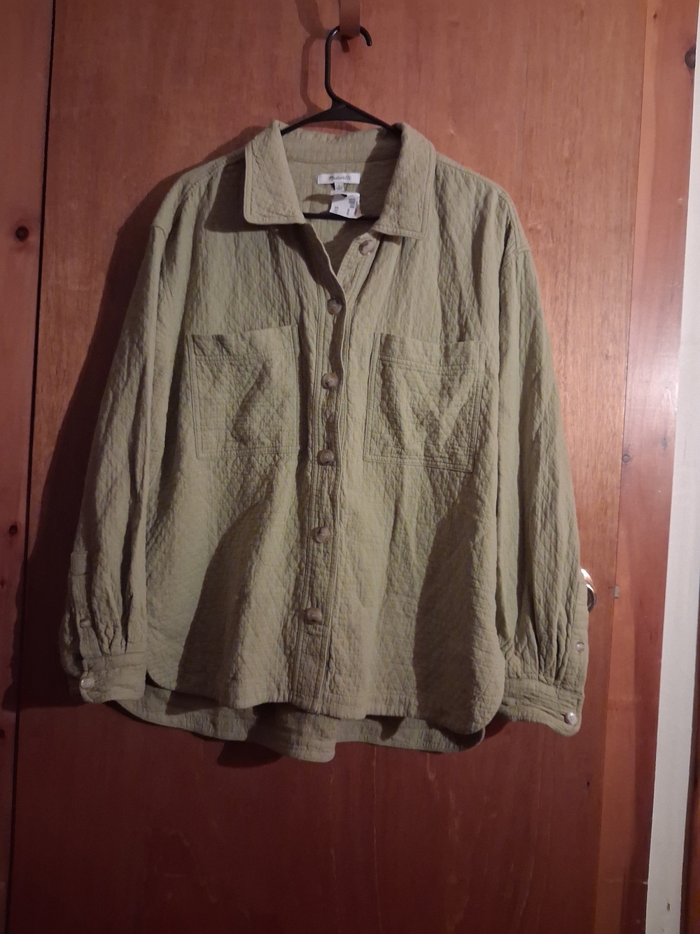 Madewell Light Green Button-Front Shirt Jacket